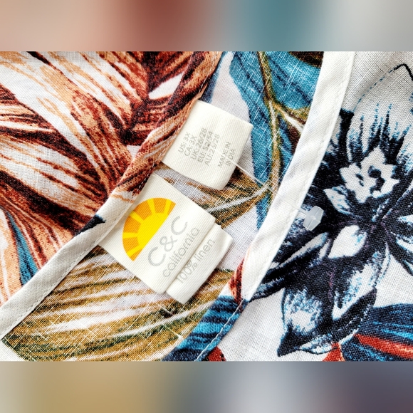 C&C California Women's 100% Linen Tropical Blouse Flowy Oversize 3XL - Picture 6 of 16